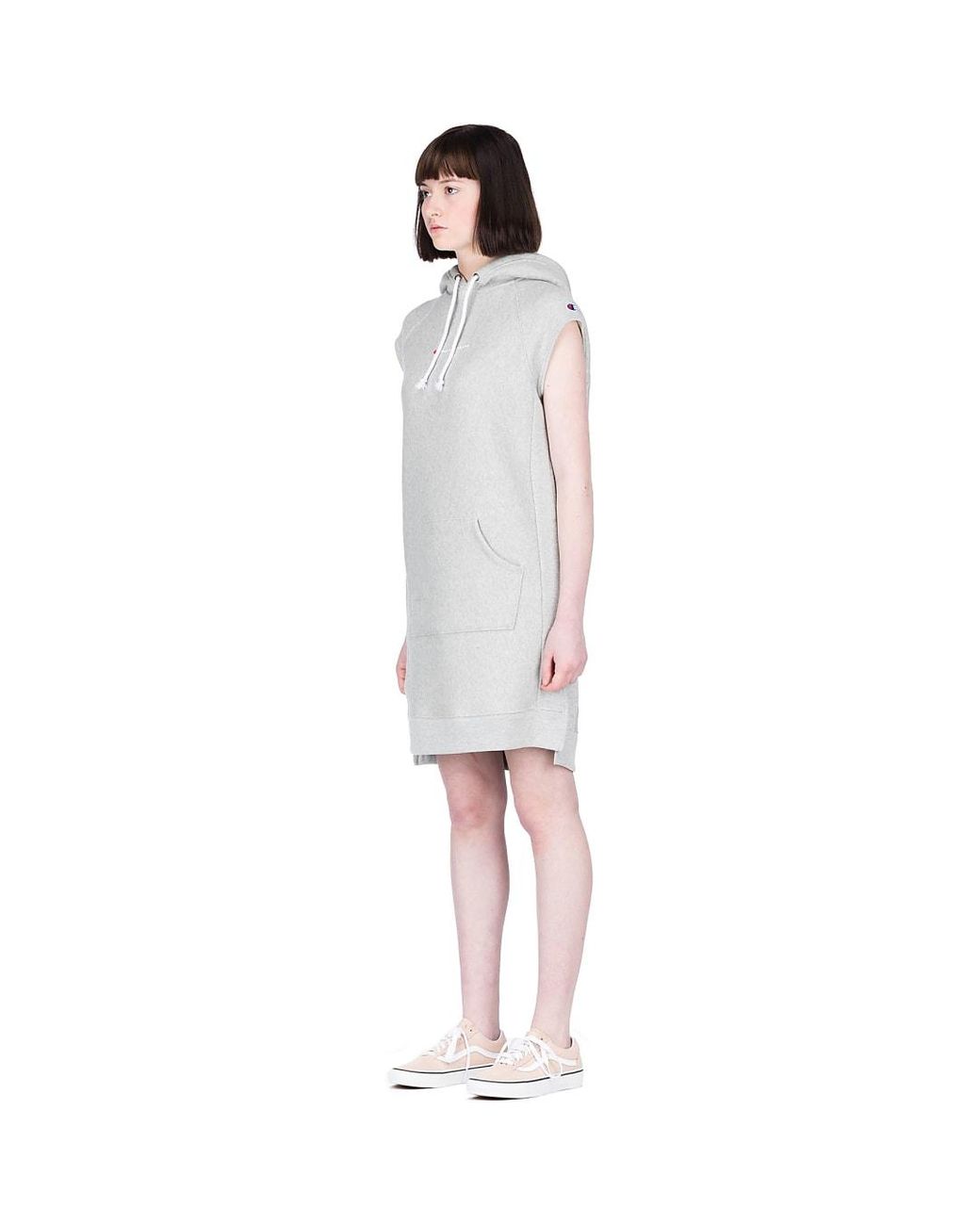 Reverse Weave Hooded Sweater Dress 