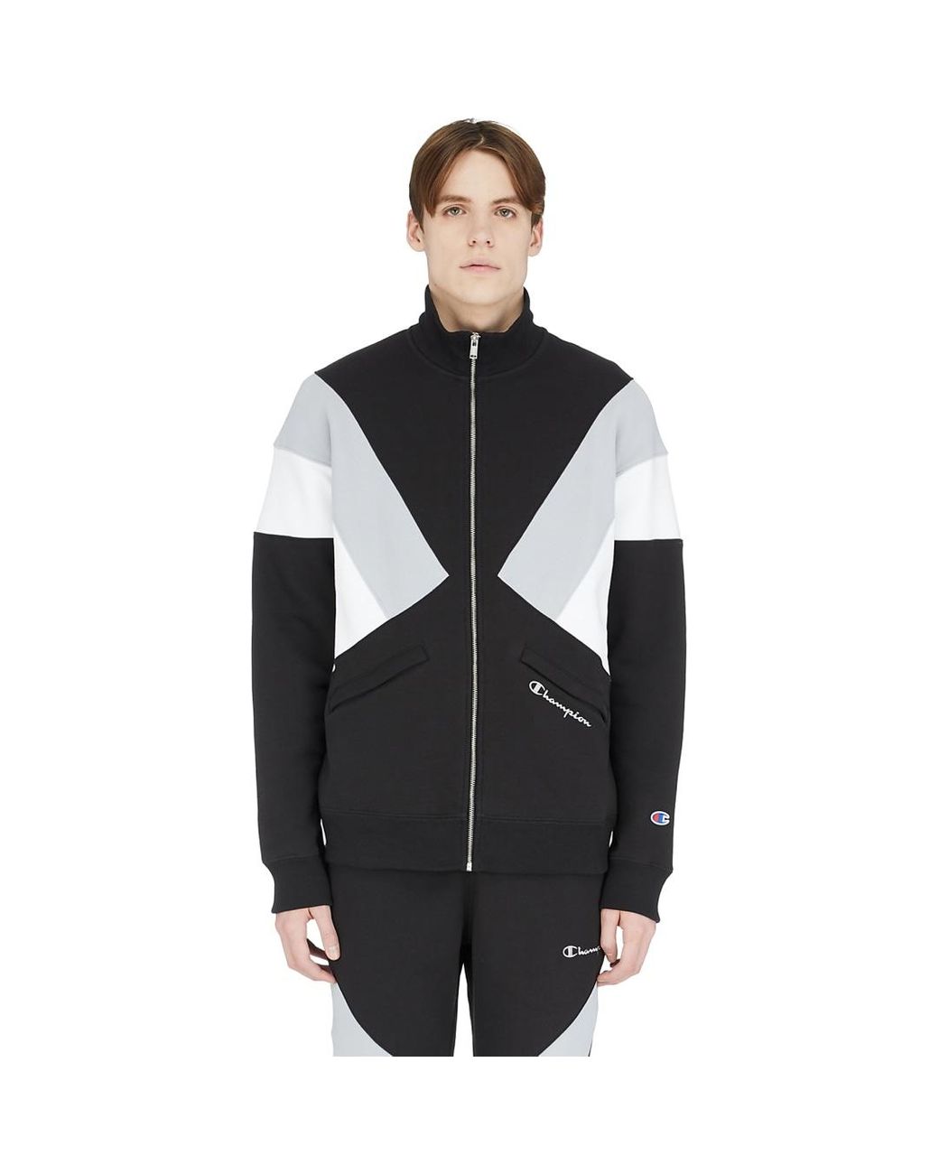 champion track jacket black