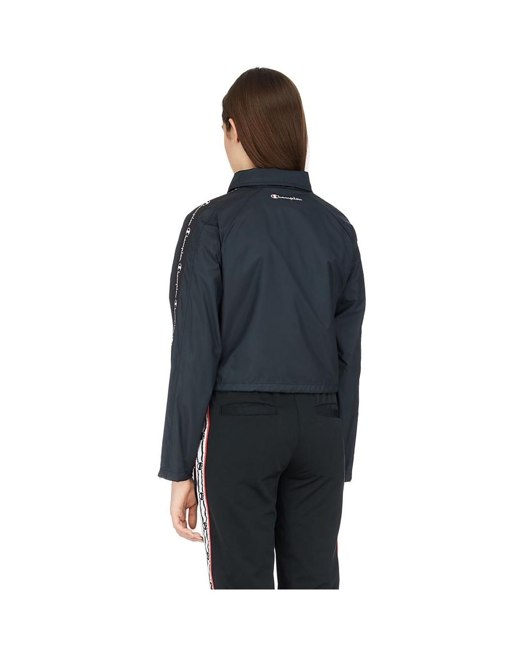 zipper tape cropped coaches jacket