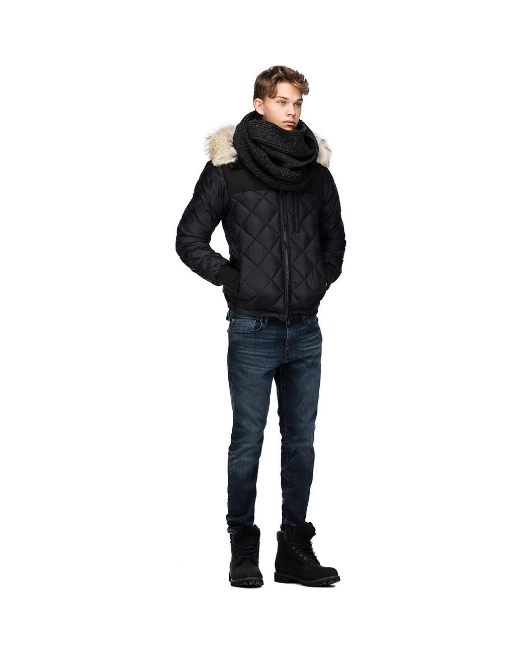 Canada Goose Waffle Infinity Scarf in Black for Men | Lyst