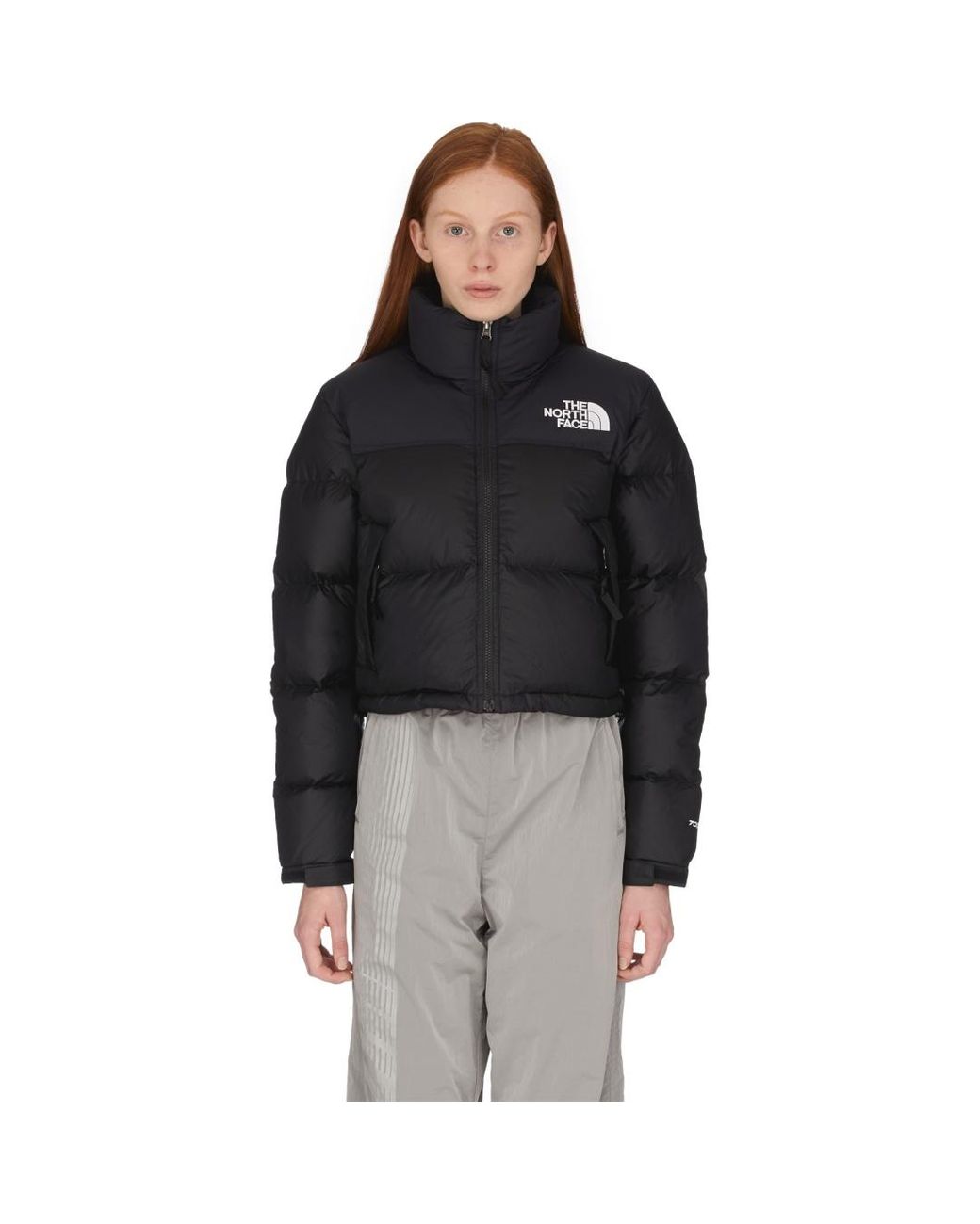 The North Face Nuptse Crop Jacket in Black | Lyst