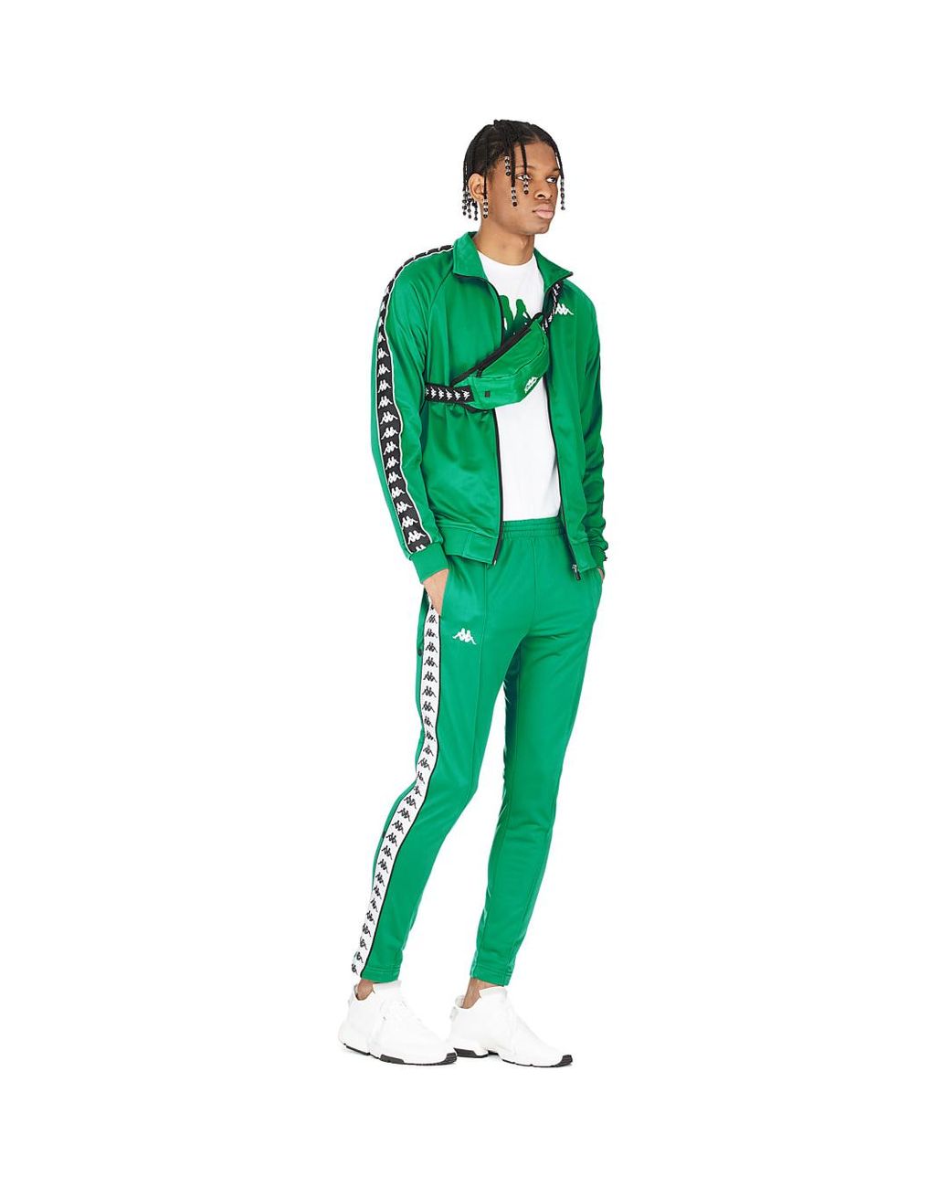 Kappa Synthetic 222 Banda Astoria Slim Snap Track Pants in  Green/Black/White (Green) for Men | Lyst