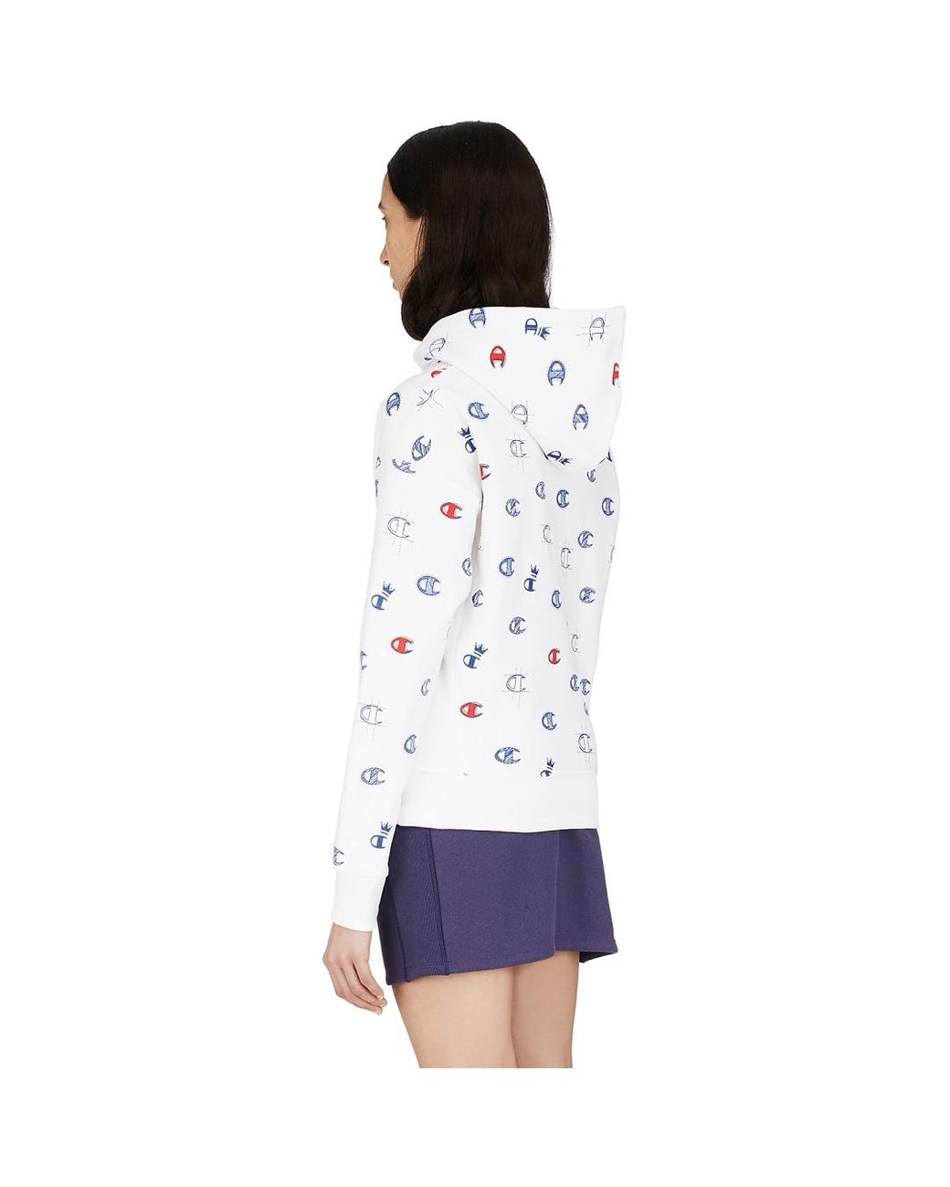 champion reverse weave allover logo pink hoodie