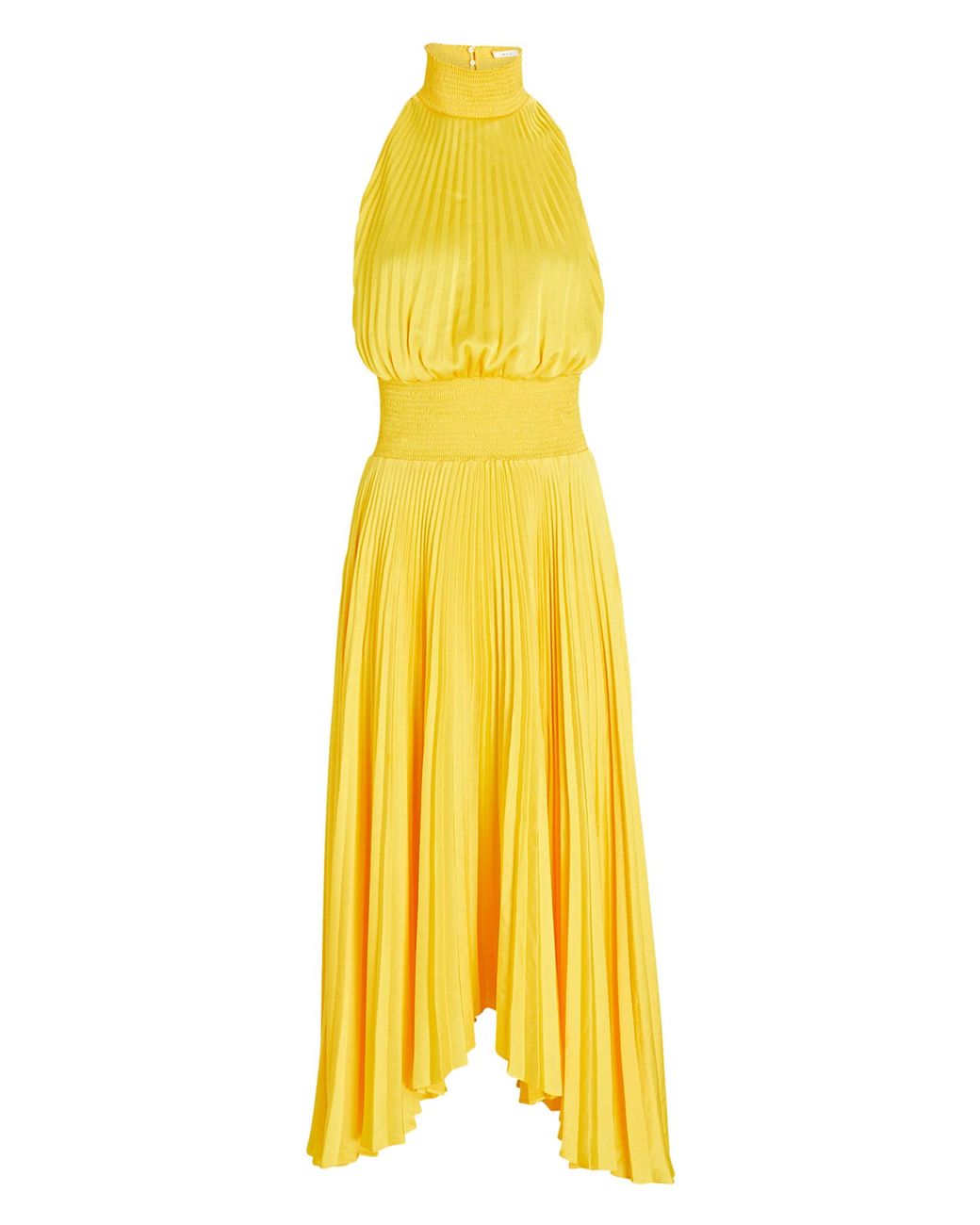 A.L.C. Renzo Pleated Midi Dress in Yellow | Lyst