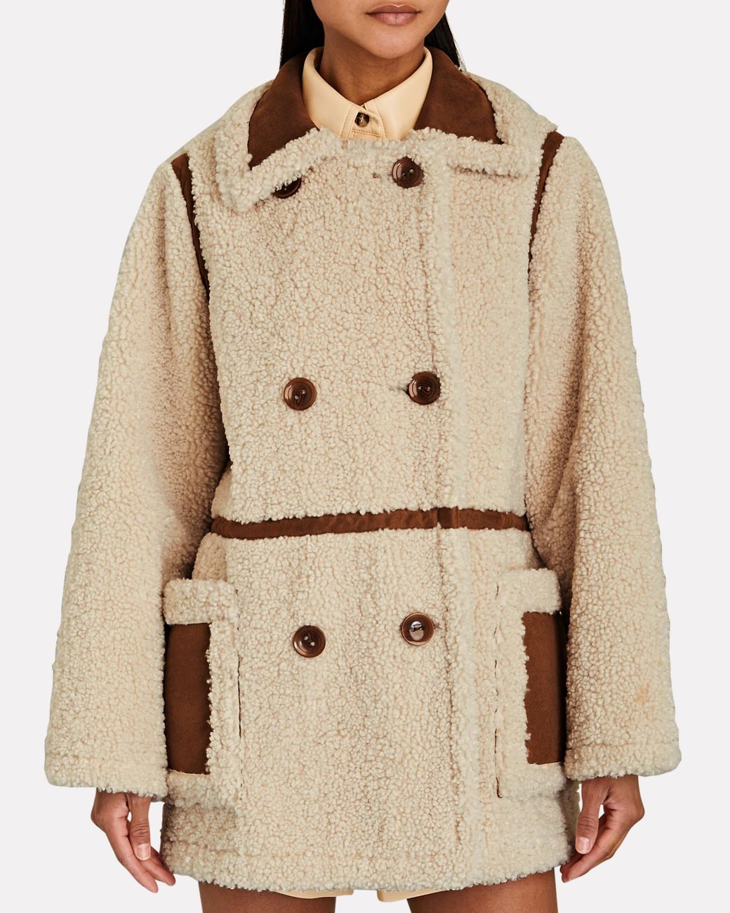 Stand Studio Stand Chloe Faux-shearling Coat in Natural | Lyst