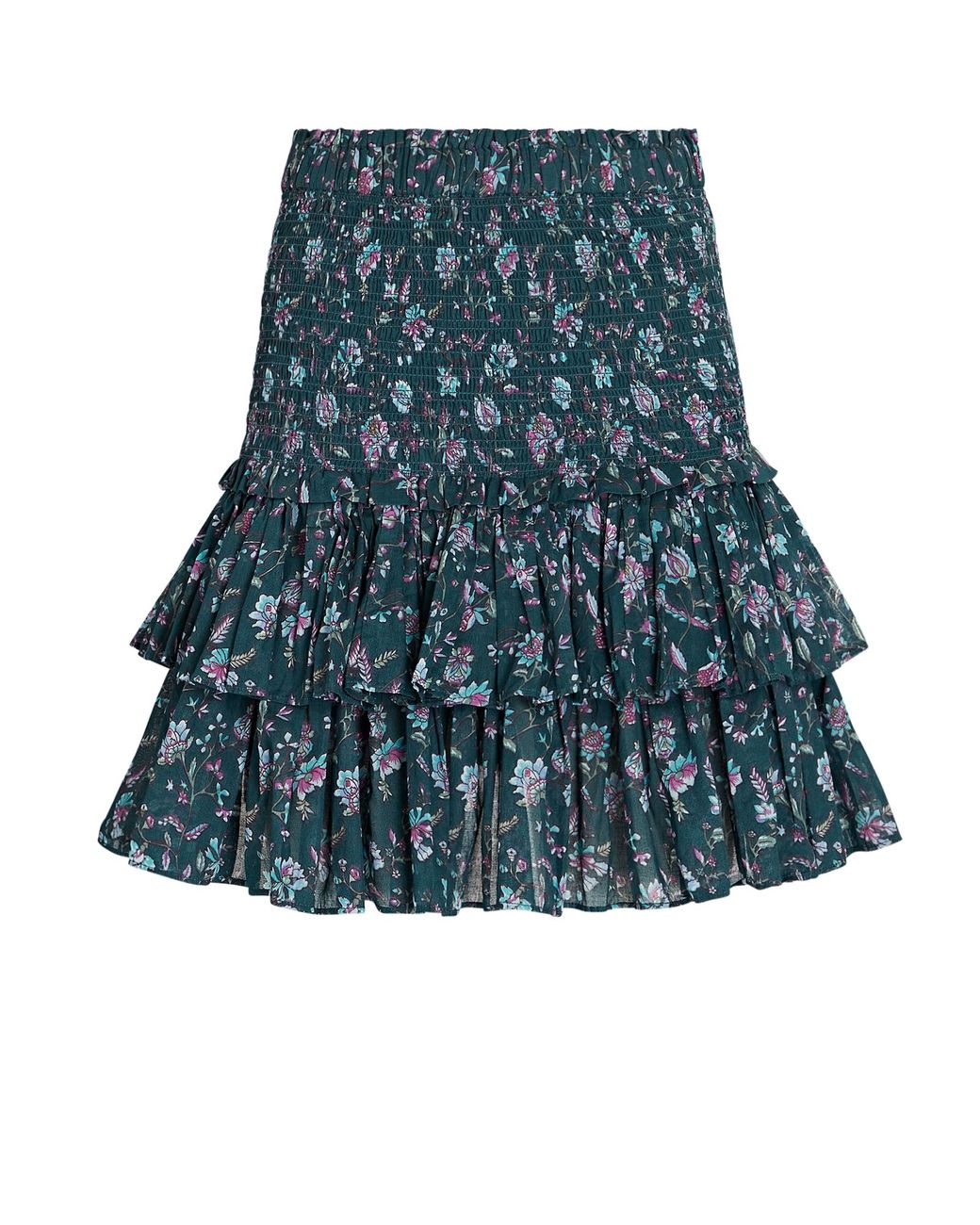 Étoile Isabel Marant Cotton Naomi Smocked Floral Mini Skirt in Green | Lyst