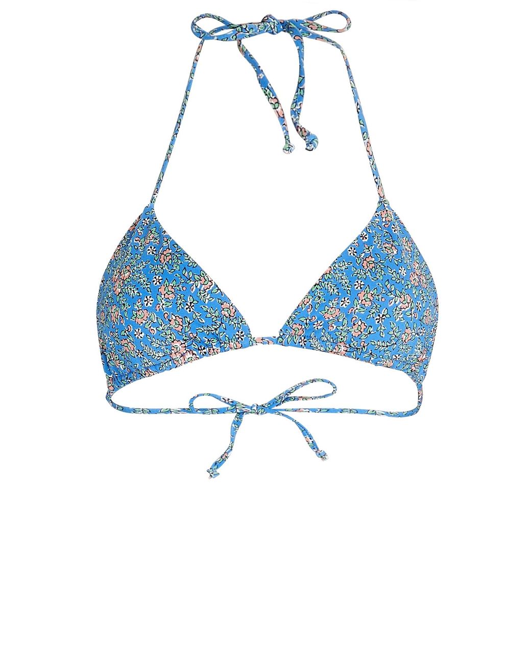 Veronica Beard Cala Floral Triangle Bikini Top in Blue | Lyst