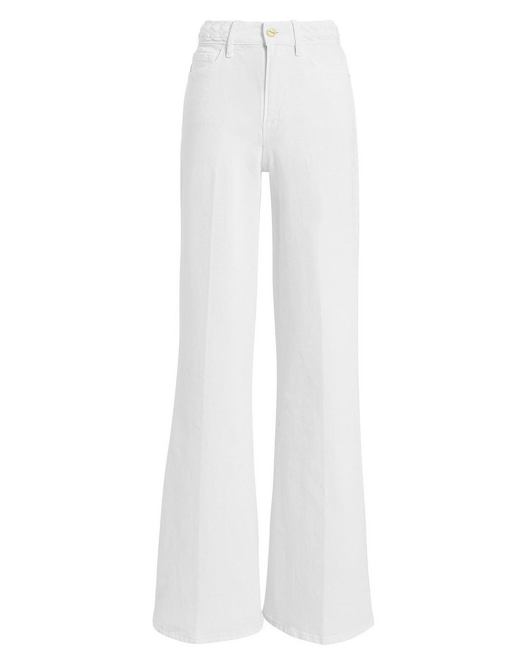 FRAME Le Palazzo Braided Waist Jeans in White | Lyst