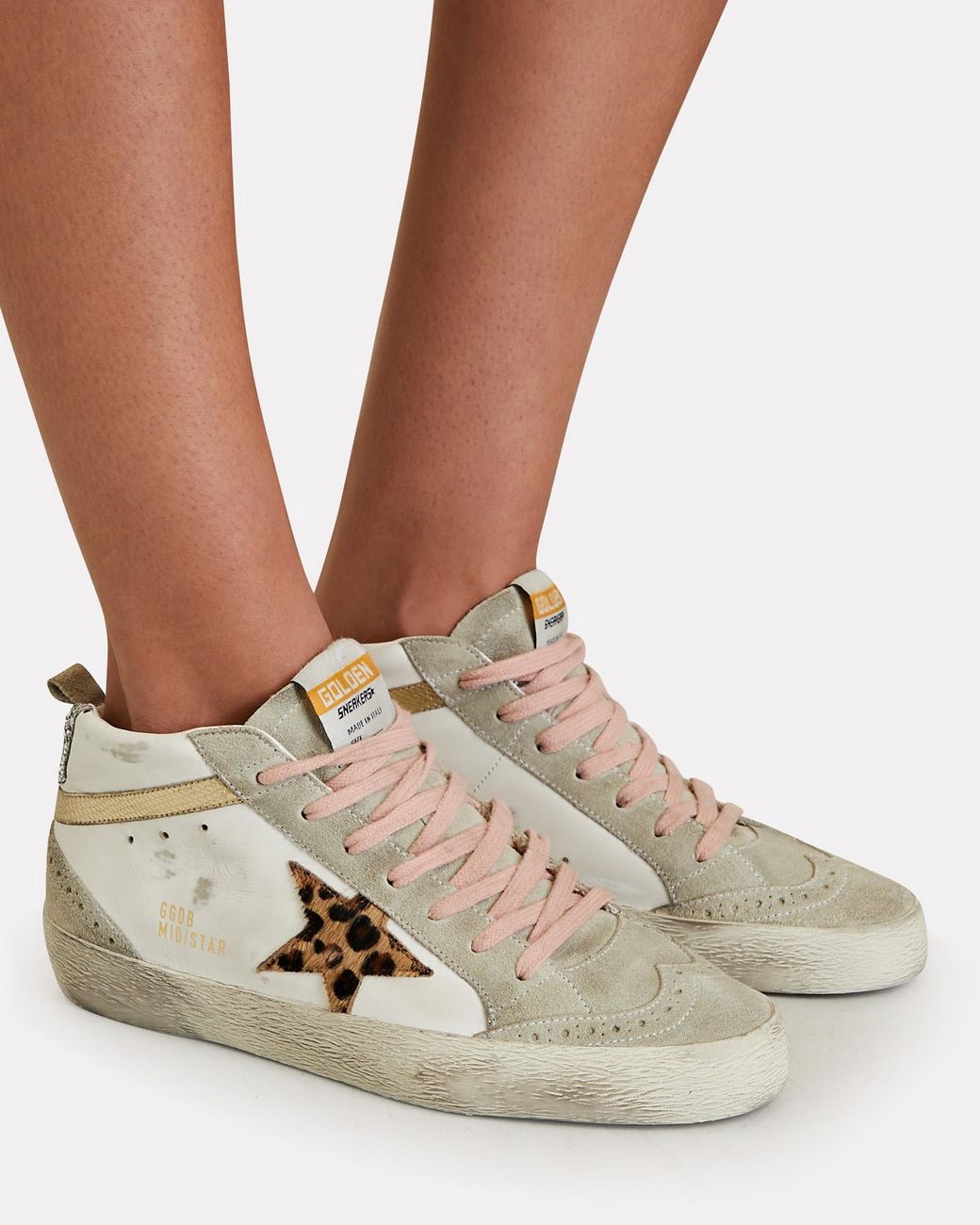 Golden Goose Mid Star High-top Leather Sneakers in White | Lyst