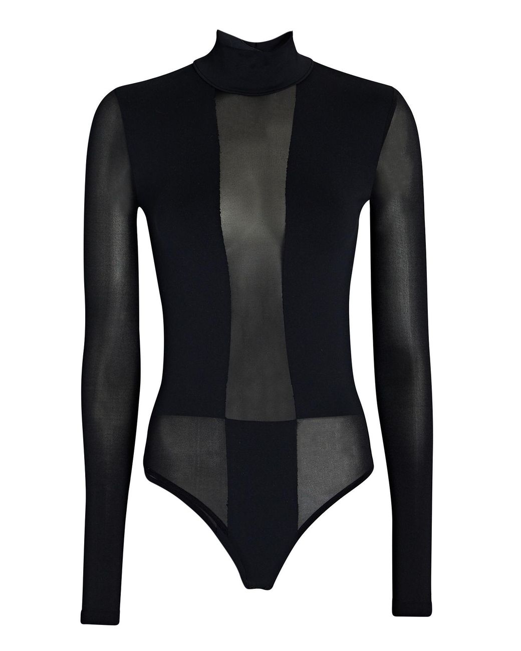 Wolford Sheer-paneled Turtleneck Bodysuit in Black | Lyst