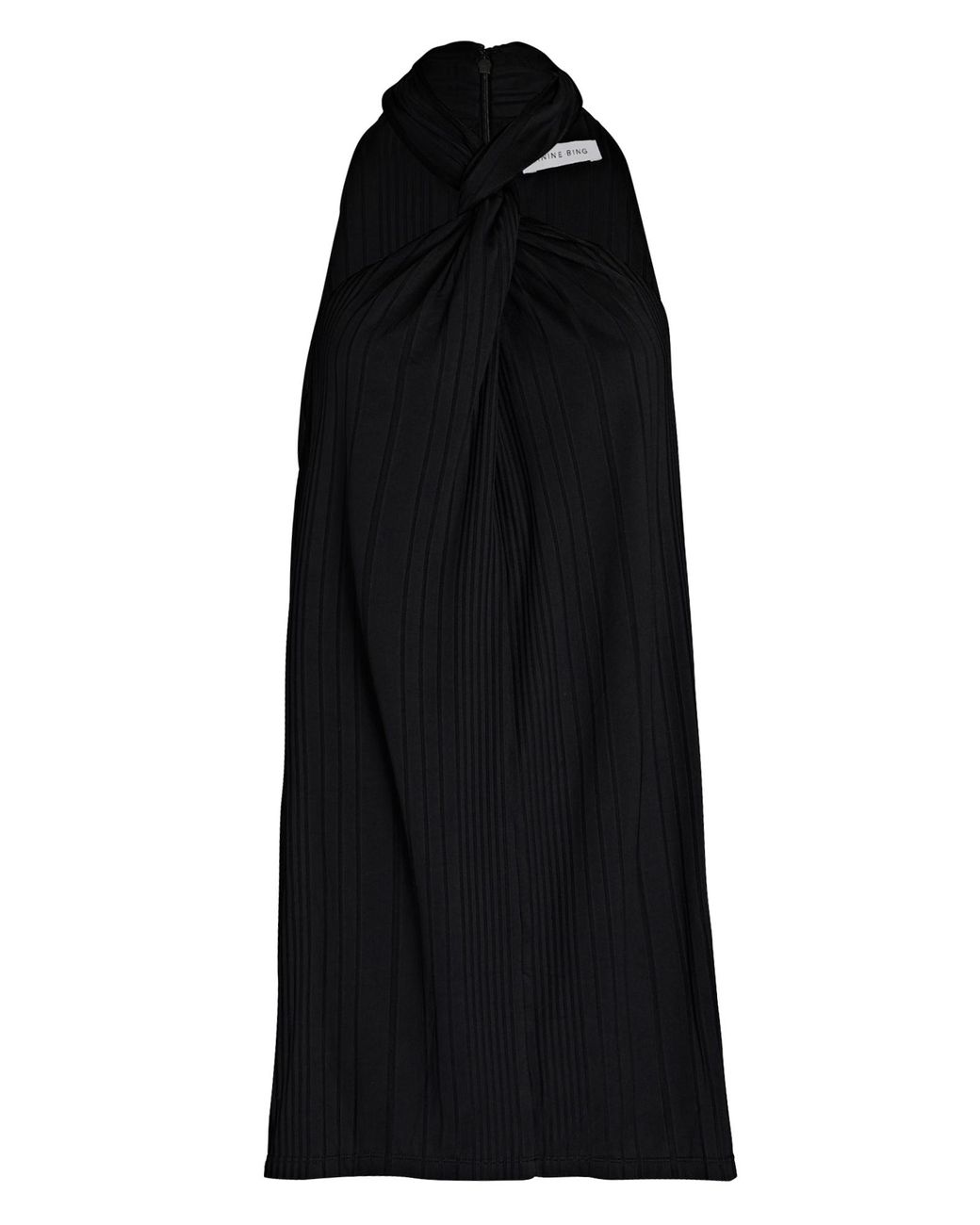 Anine Bing Jesse Twist-front Rib Knit Mini Dress in Black | Lyst