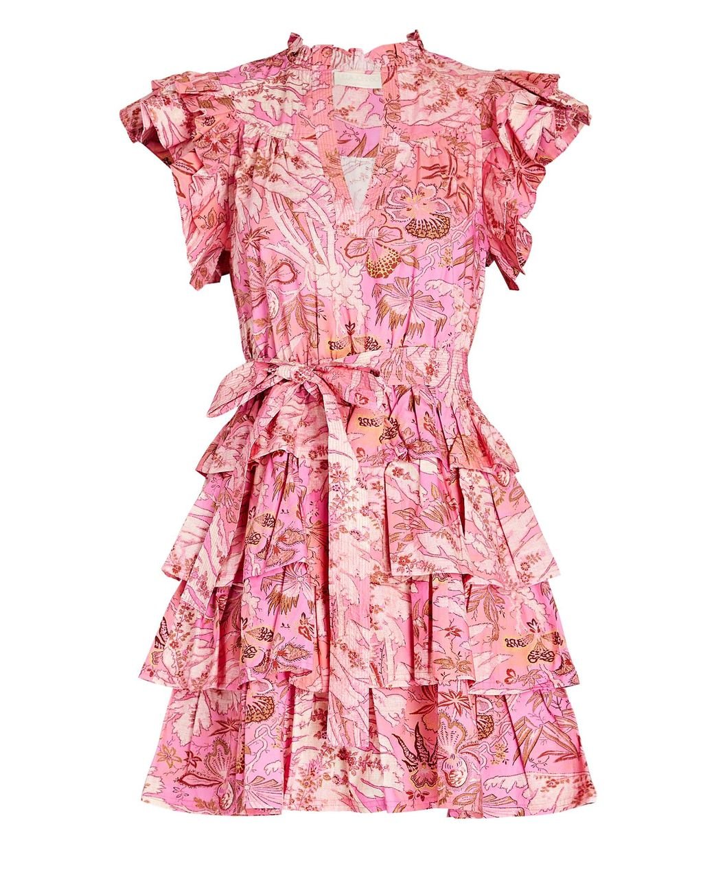 Ulla Johnson Lulua Ruffled Cotton Poplin Mini Dress in Pink | Lyst