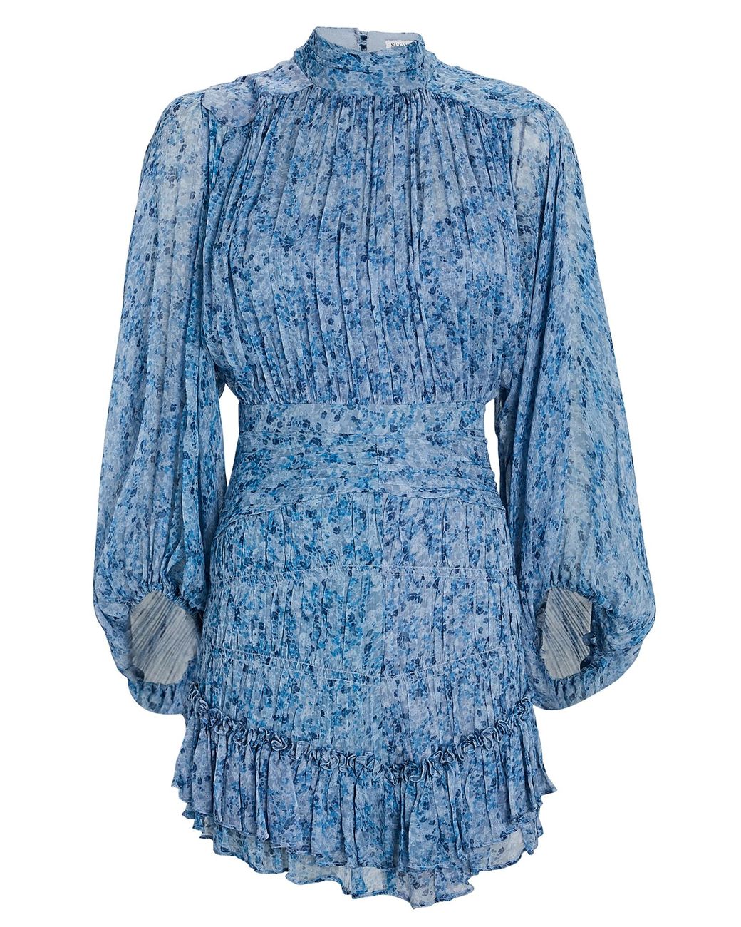 Shona Joy Harmony Floral Chiffon Mini Dress in Blue