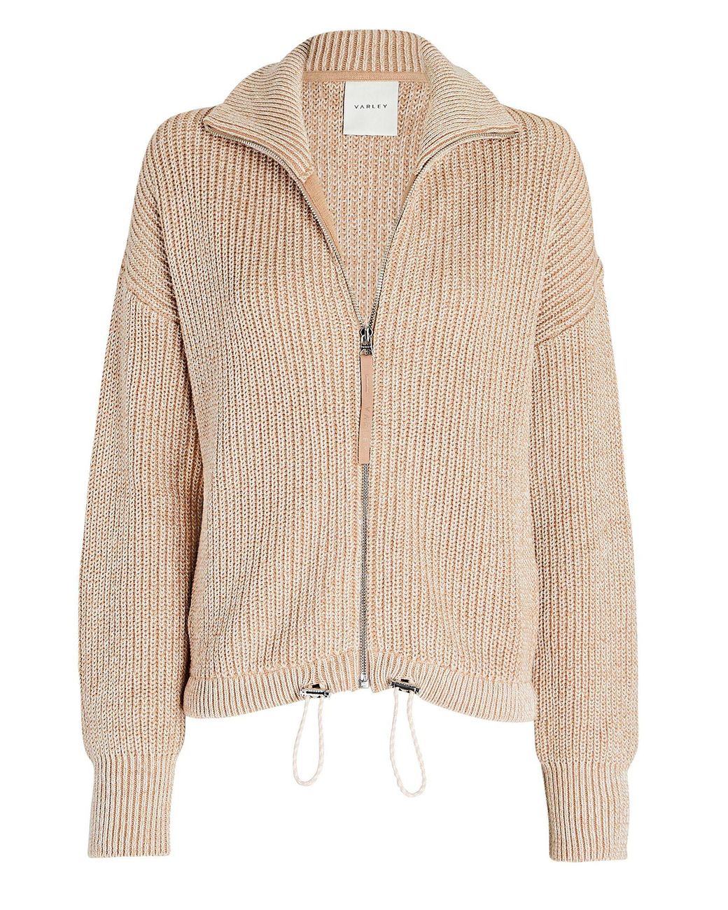 Varley Anderson Drawstring Ribbed Knit Jacket in Natural Lyst