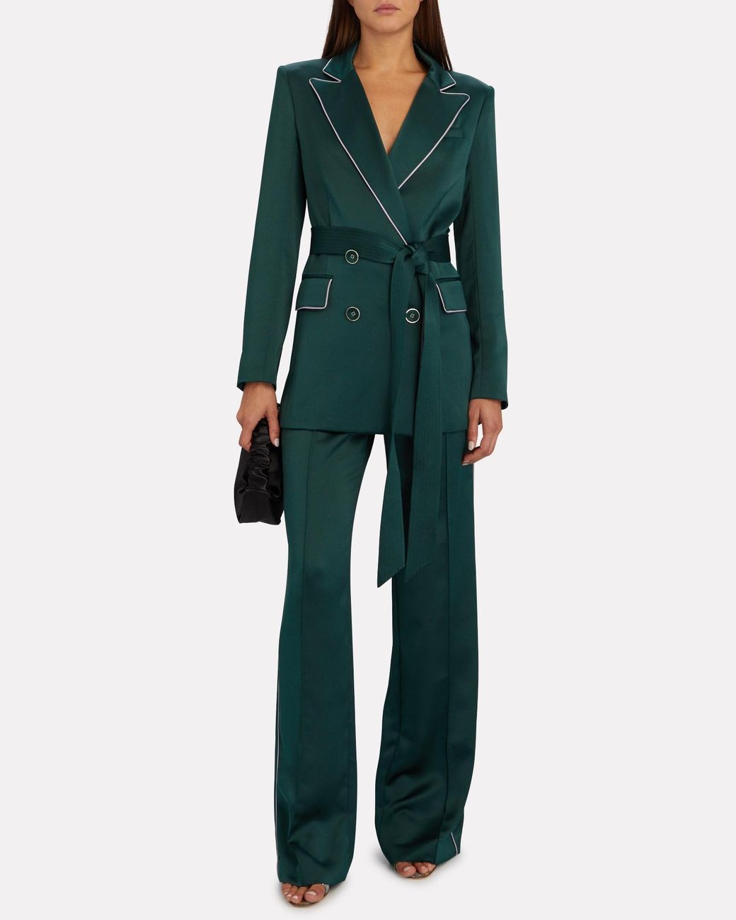 Veronica Beard Eiza Satin Double-breasted Blazer in Green | Lyst