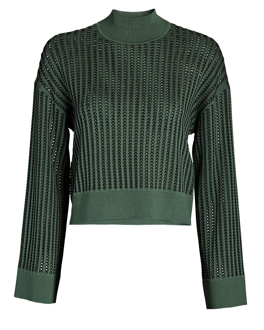 Jonathan Simkhai Ezzy Fringe-trimmed Pointelle Knit Sweater in Green | Lyst
