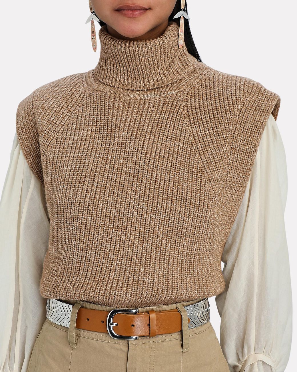 Étoile Isabel Marant Megan Merino Wool Turtleneck Sweater Vest in Natural |  Lyst