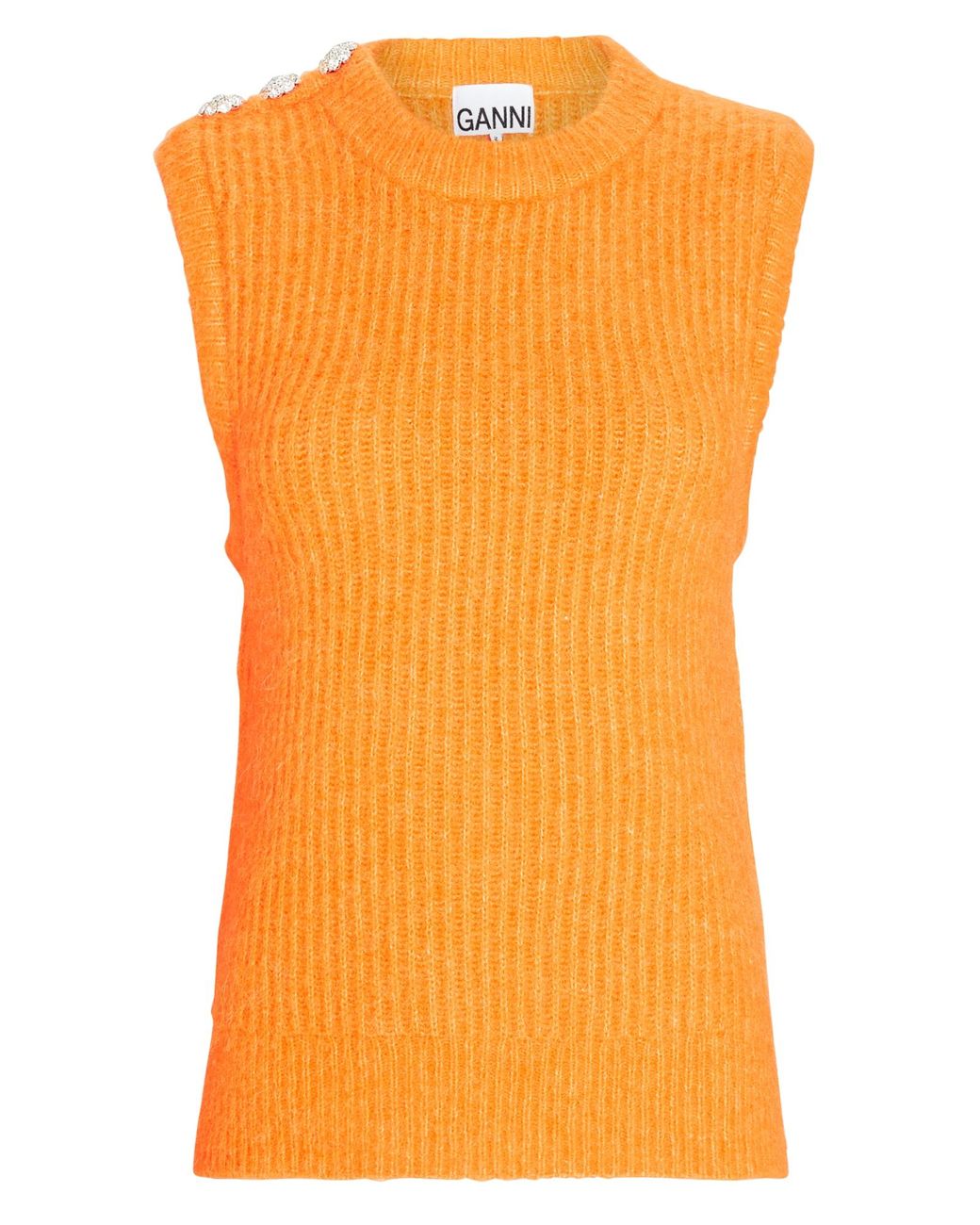 Ganni Crystal-embellished Sweater Vest in Yellow | Lyst Canada