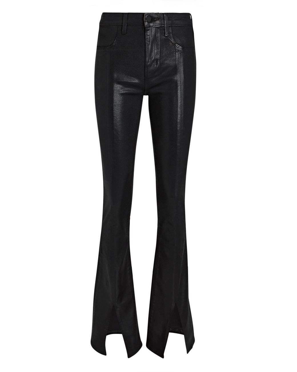 L'Agence Beatrix Coated Split-hem Bootcut Jeans in Black | Lyst