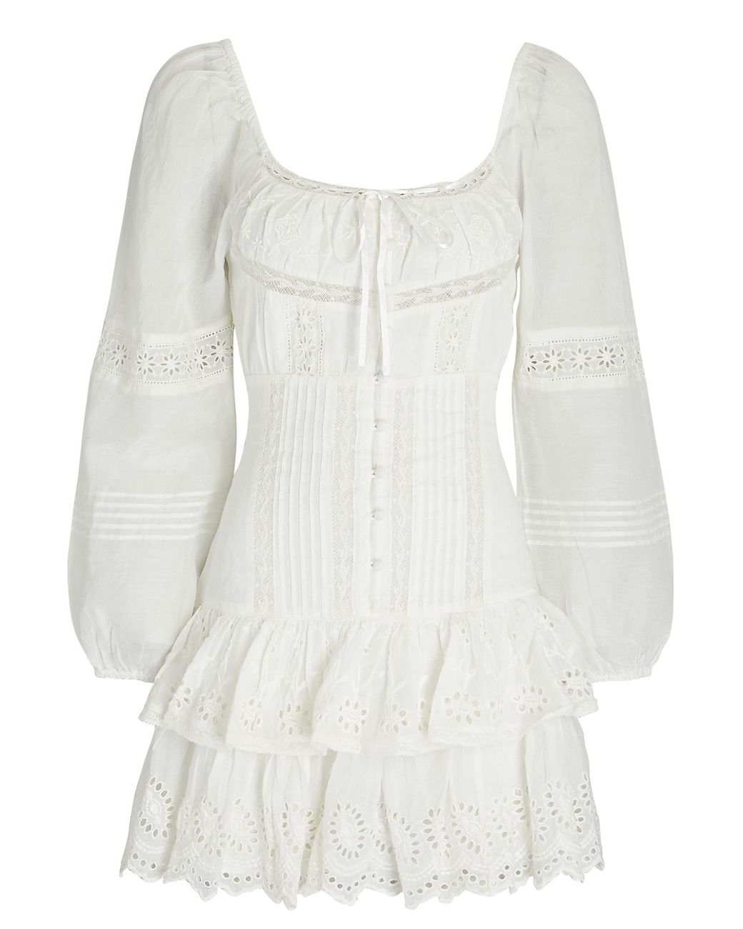 LoveShackFancy Tayton Eyelet Cotton Mini Dress in White | Lyst