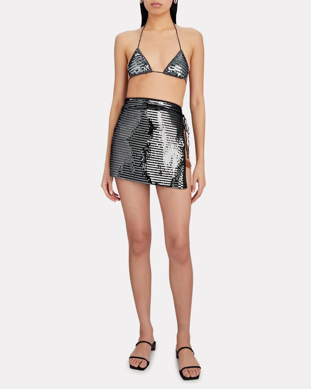 Synthetic Sequined Wrap Mini Skirt 