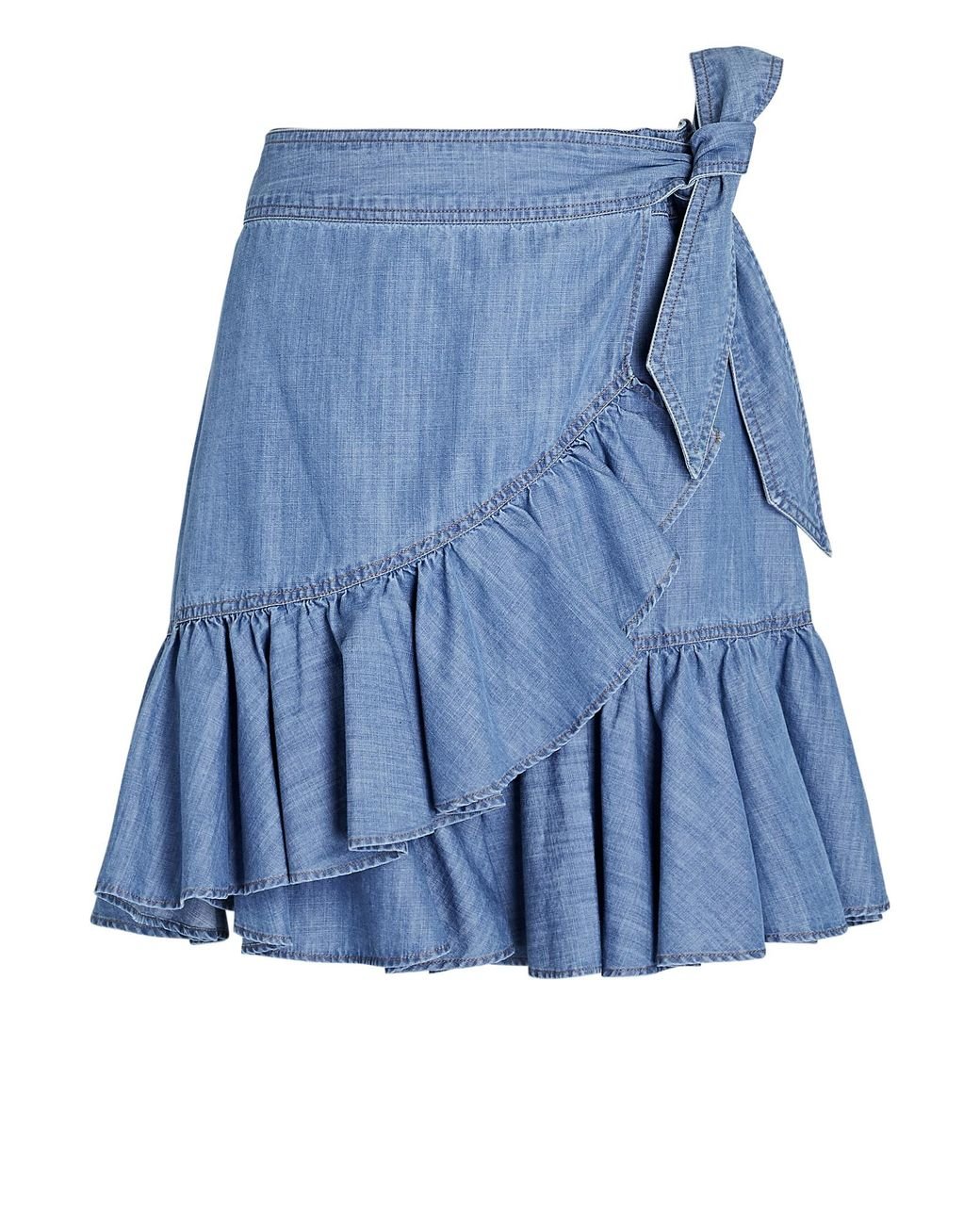 Veronica Beard Memphis Ruffled Chambray Mini Skirt in Blue | Lyst