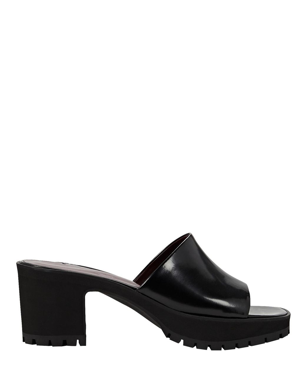 STAUD Amber Leather Platform Slide Sandals in Black | Lyst