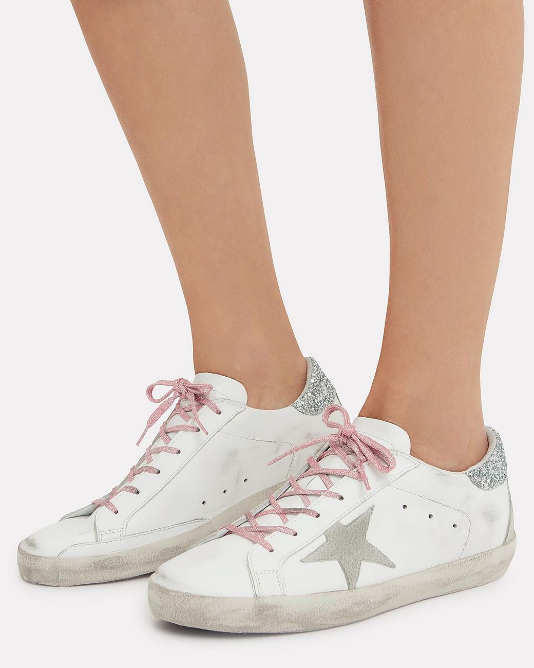 Golden Goose Superstar Pink Glitter Laces Low-top Sneakers | Lyst