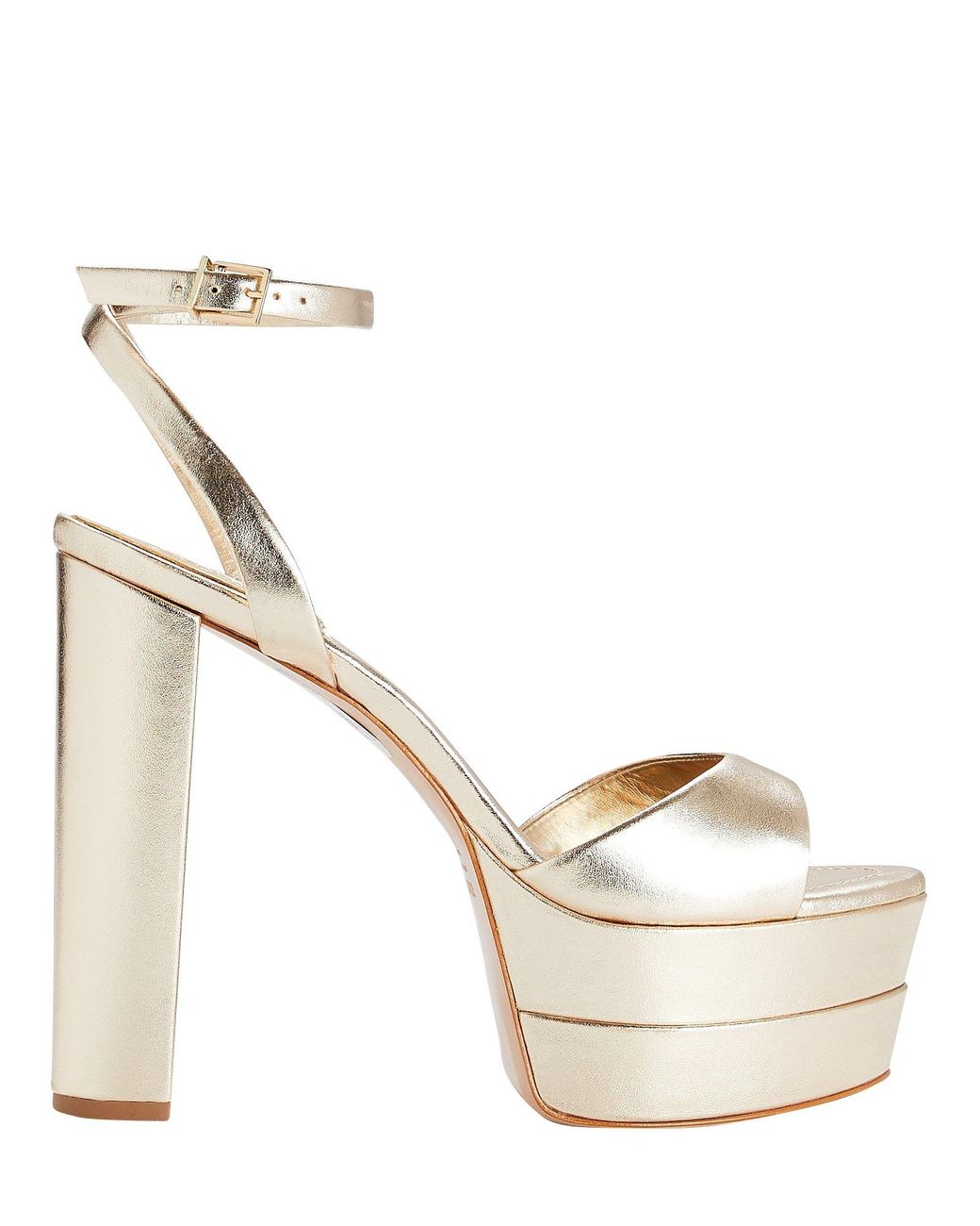Schutz Kaila Metallic Leather Platform Sandals | INTERMIXÂ®
