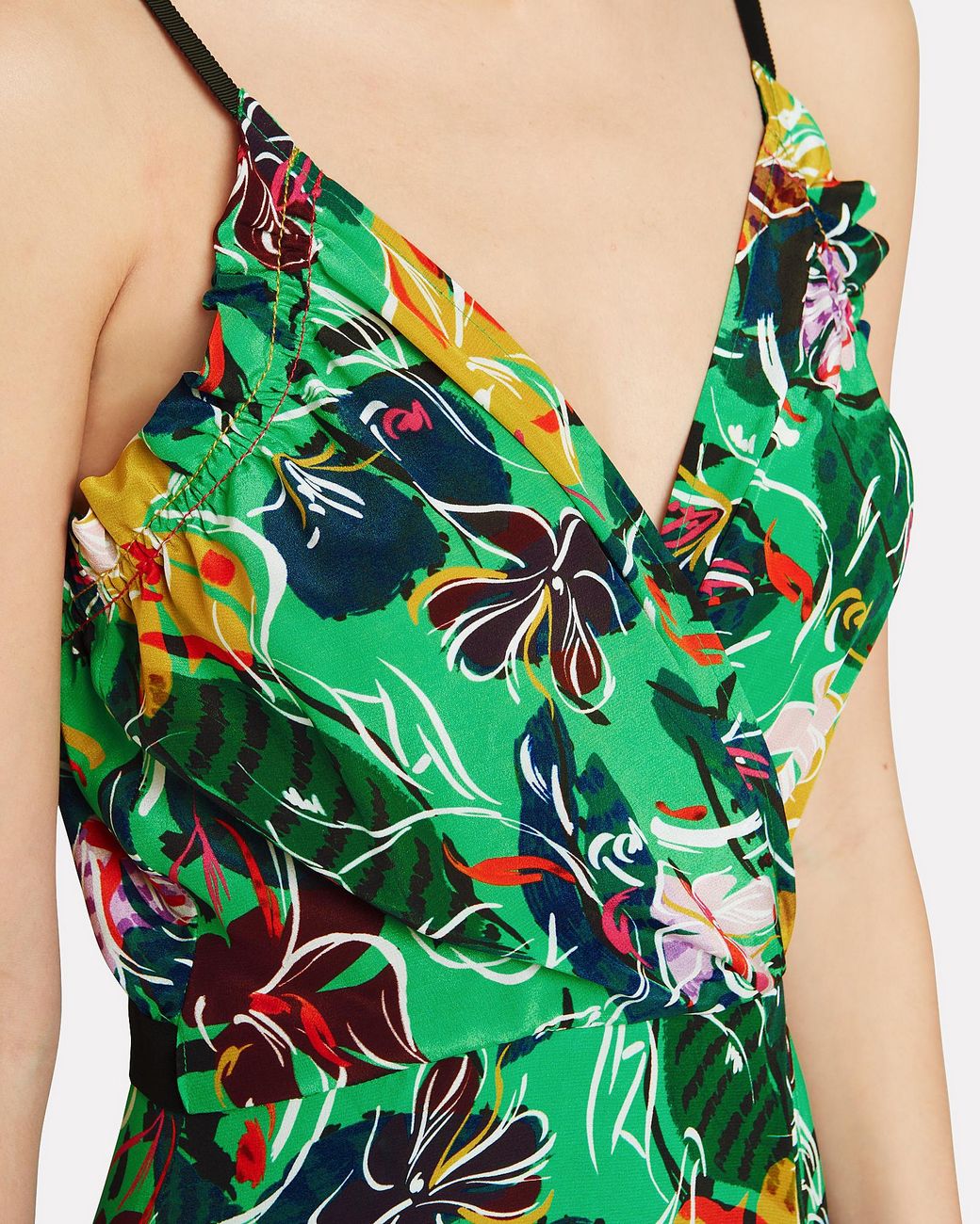 Saloni Jennie Ruffle Silk Dress in Green Lyst