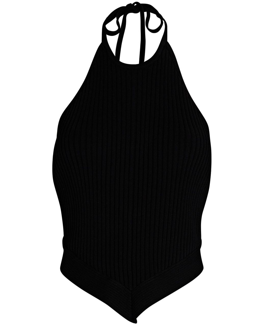Ganni Openback Rib Knit Halter Top in Black Lyst