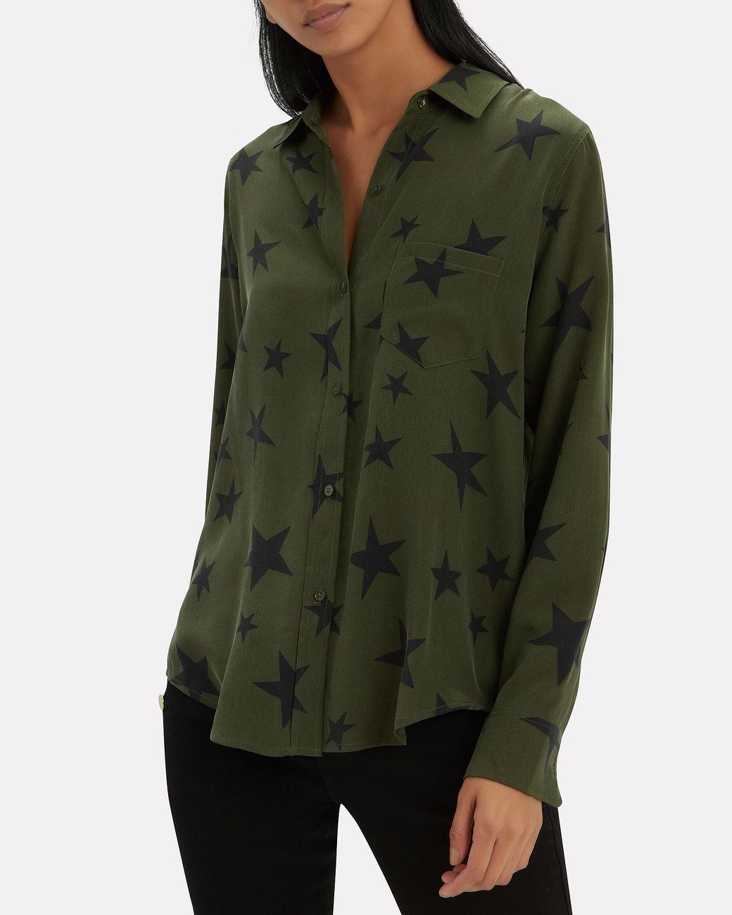 Rails Kate Star Silk Shirt in Army 