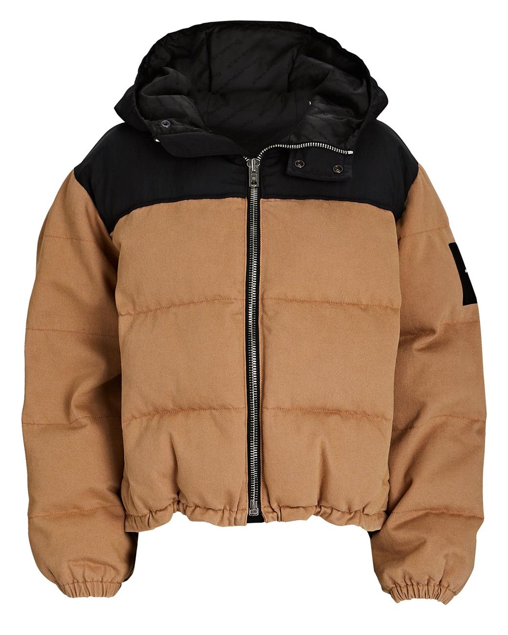 Alexander Wang Colorblock Hooded Puffer Jacket in Natural | Lyst