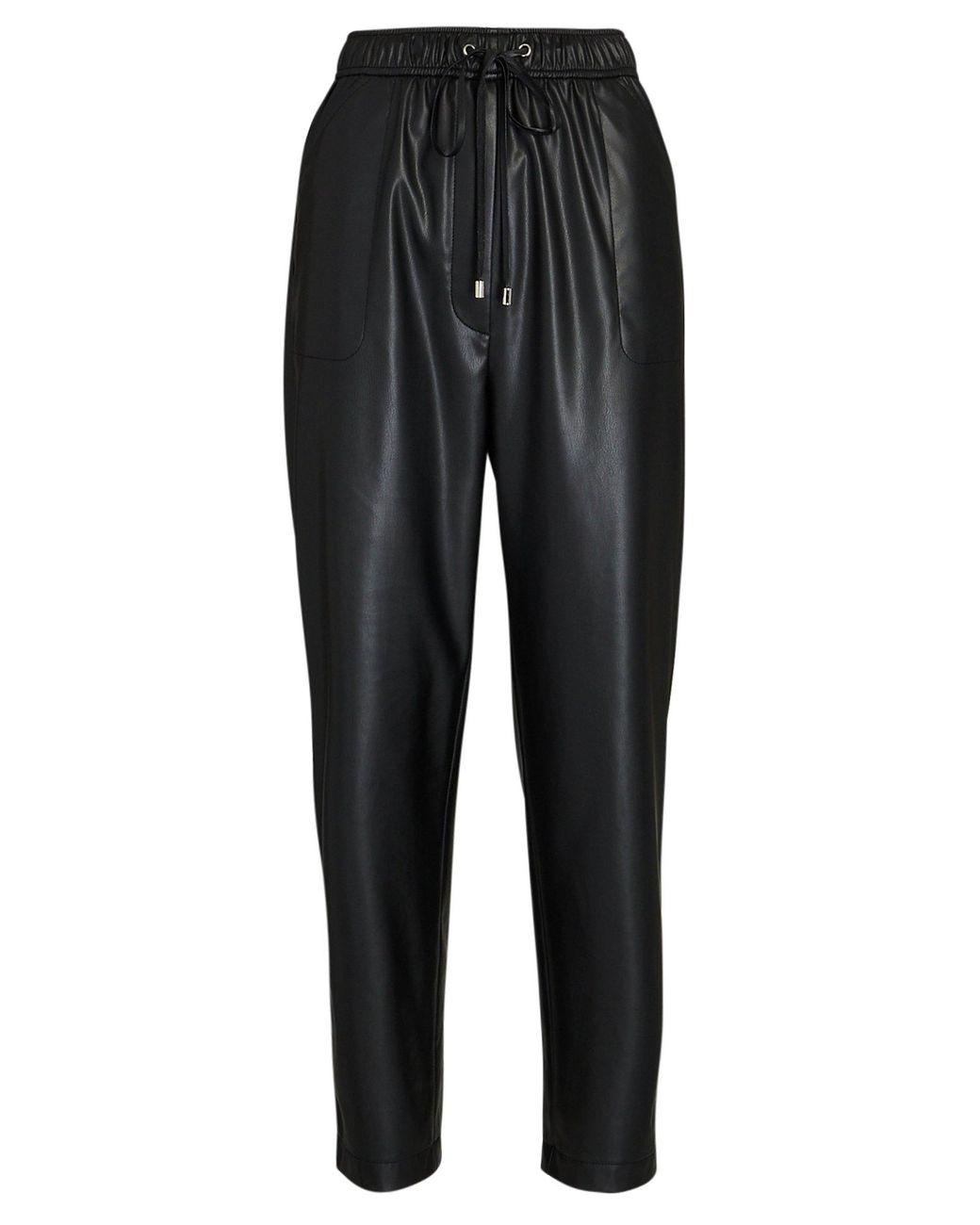 Intermix Kitson Cropped Faux Leather Pants in Black | Lyst