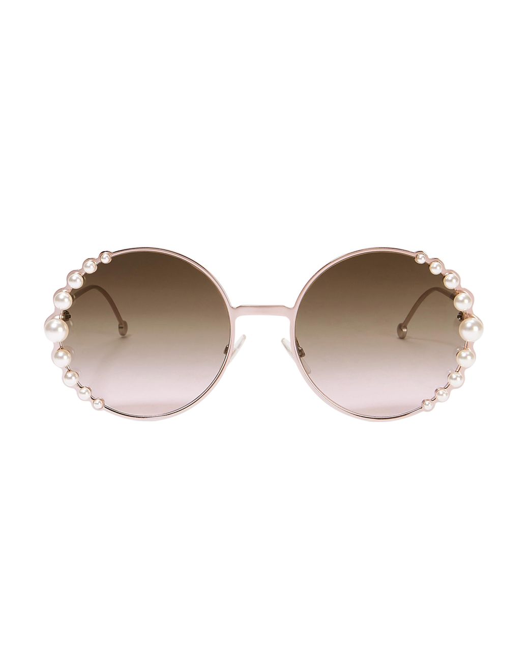  Fashion Rimless Pearl Sunglasses Womens Pink Brown
