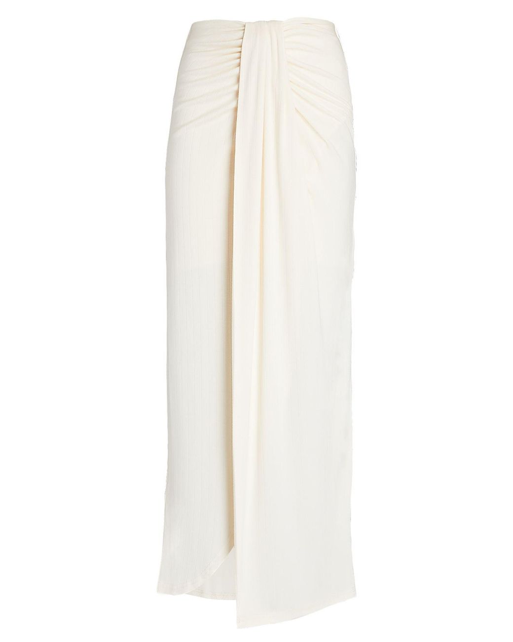 Significant Other Odelia Draped Rib Knit Midi Skirt in White | Lyst