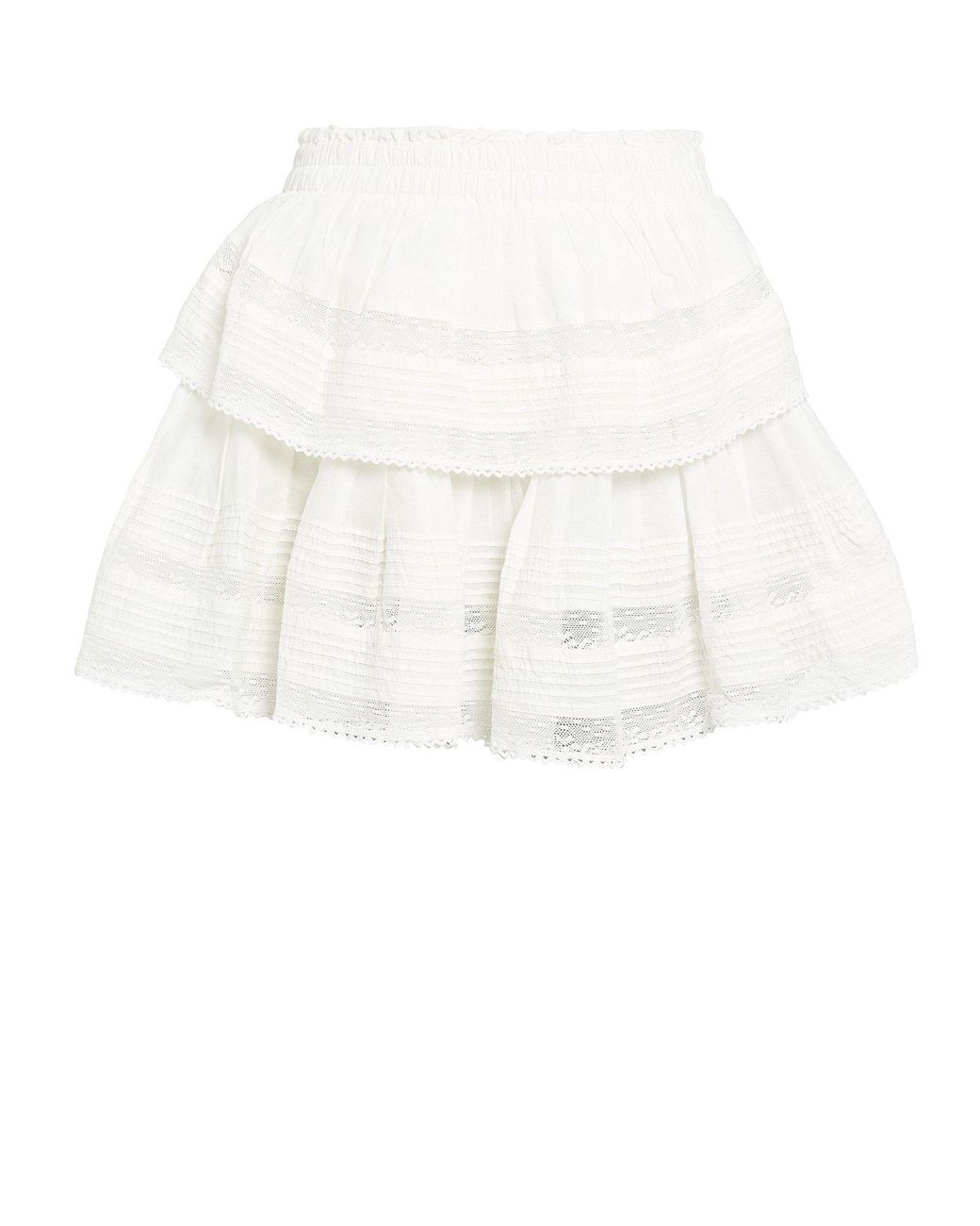 LoveShackFancy Ruffled Lace-trim Cotton Skirt in White | Lyst