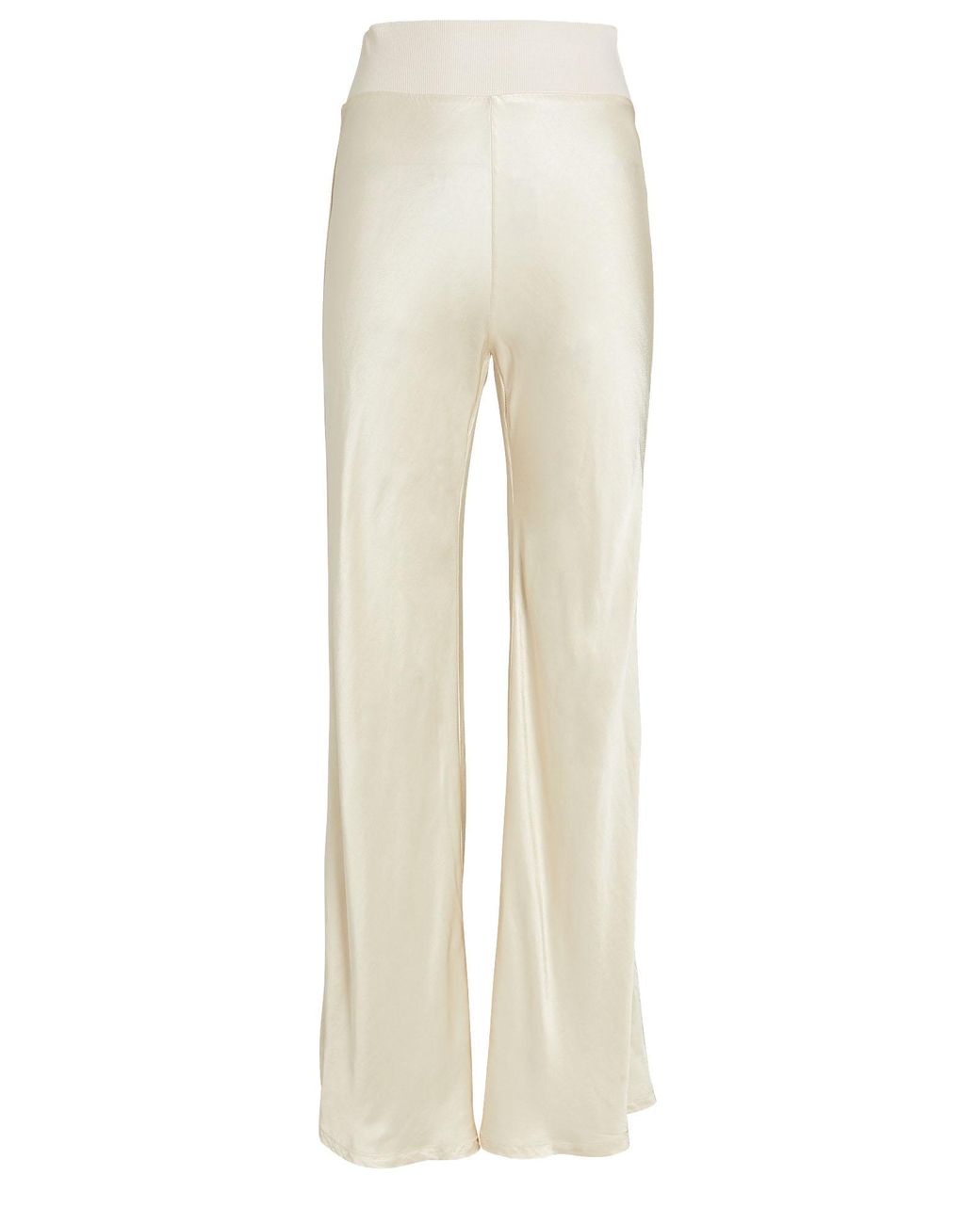 Enza Costa Satin Wide-leg Trousers in White | Lyst