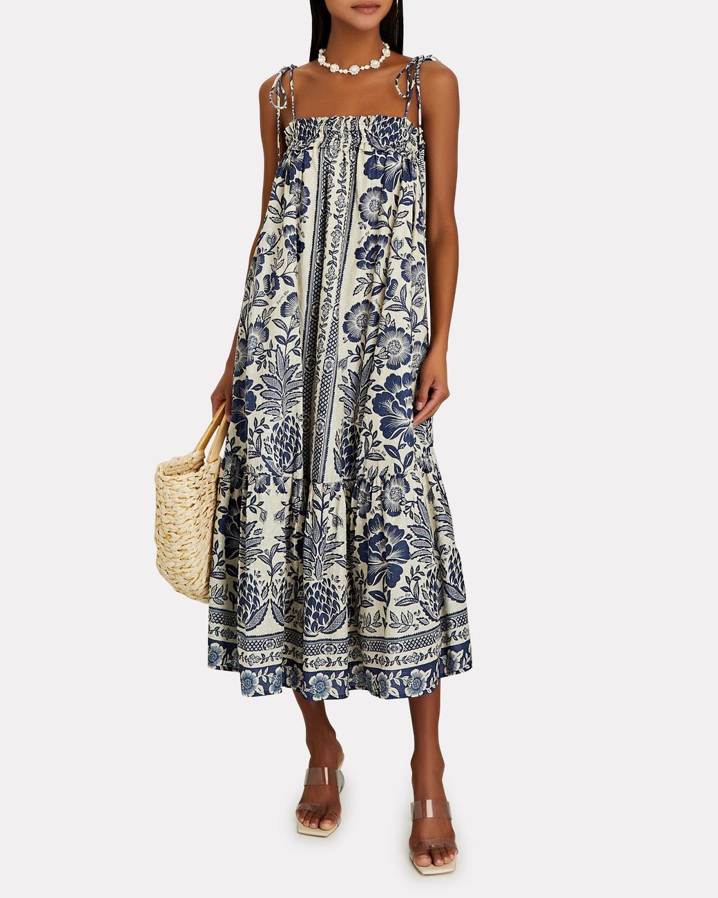 FARM Rio Blue Pineapple Garden Cotton Maxi Dress | Lyst