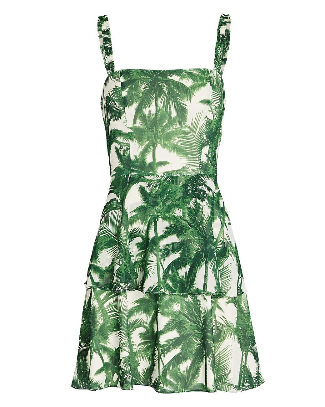 AMUR Synthetic Ashton Ruffled Printed Mini Dress in Green | Lyst