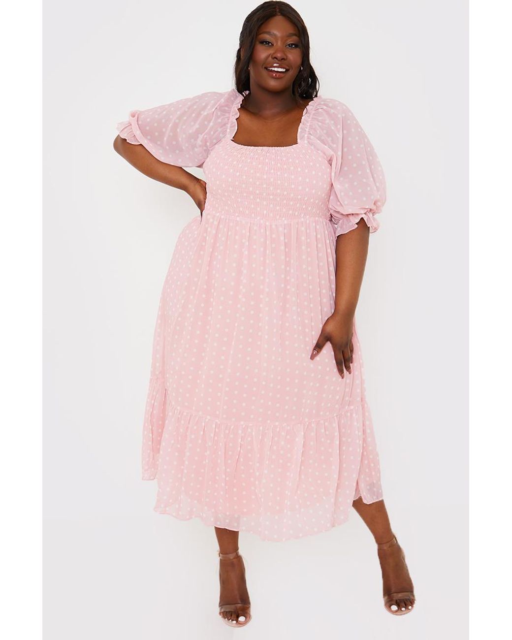 Blush polka dot dress hot sale