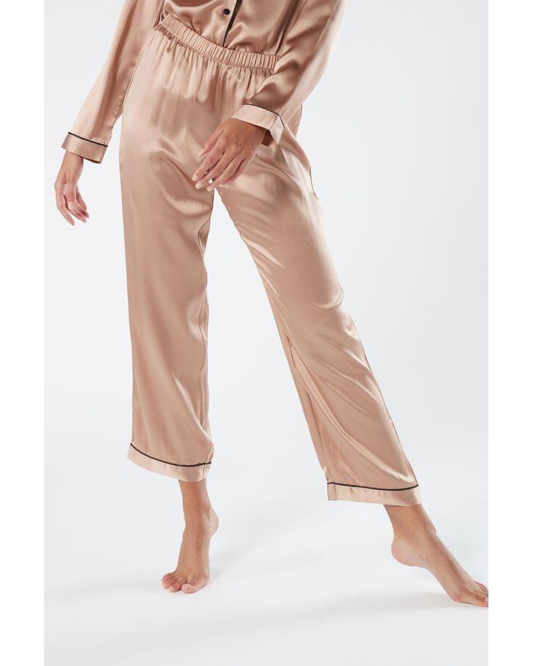 Intimissimi Silk Satin Pajama Pants in Pink - Lyst