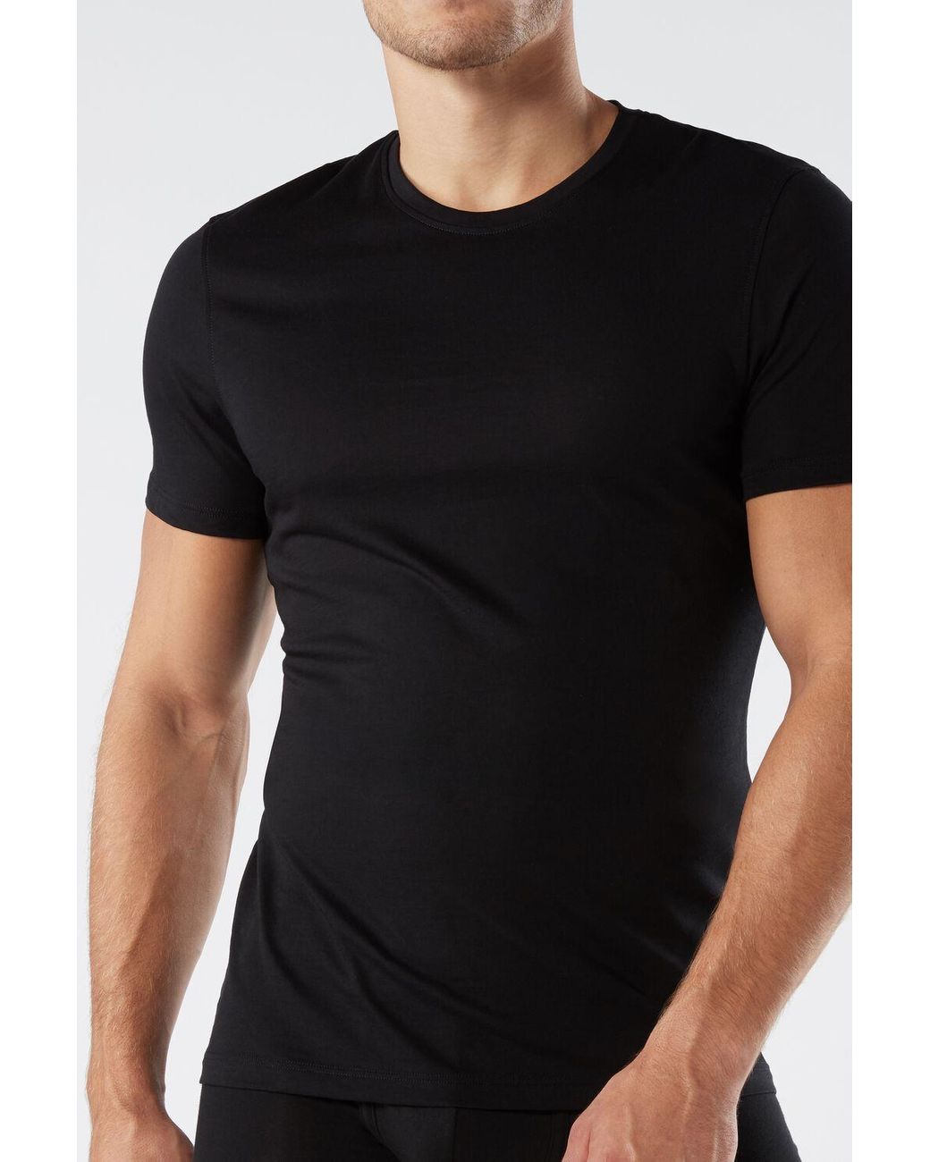 Intimissimi Short-sleeve Crew-neck T-shirt In Extra-fine Supima® Cotton ...