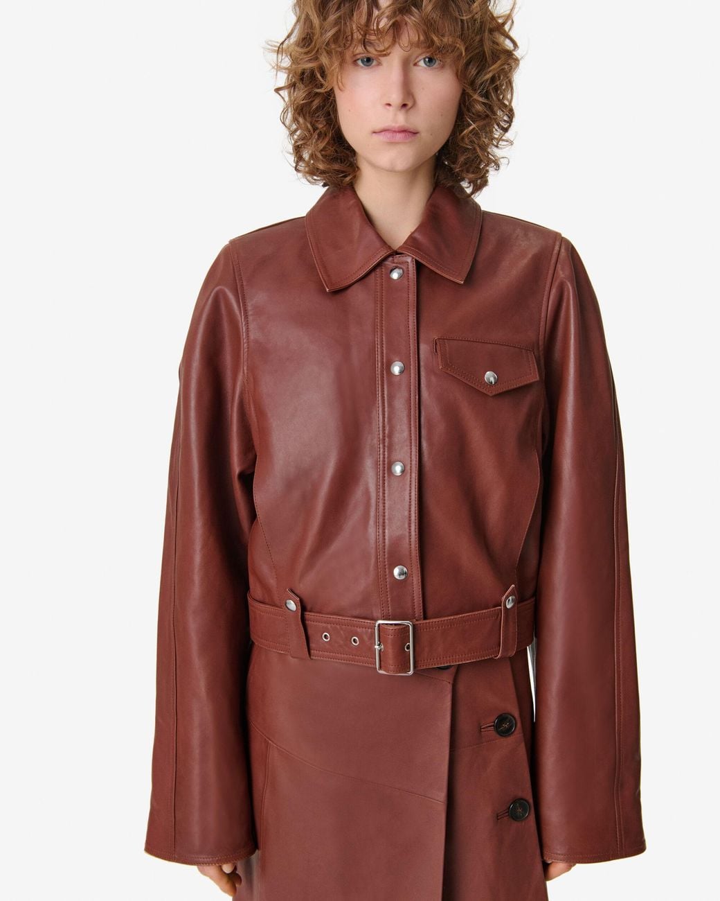 IRO Red Boxy Leather Jacket
