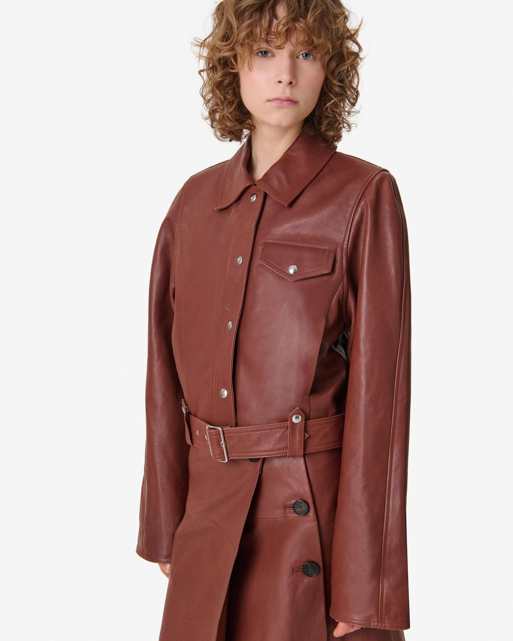 IRO Red Boxy Leather Jacket