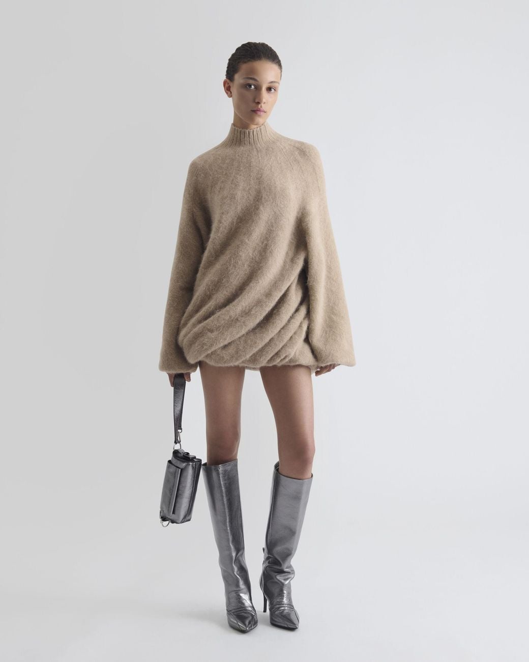 ROBE MINI EN MAILLE IRO en coloris Natural