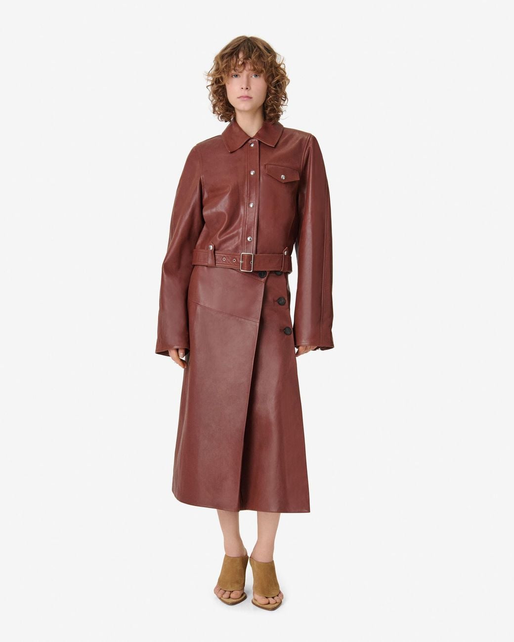 IRO Red Boxy Leather Jacket