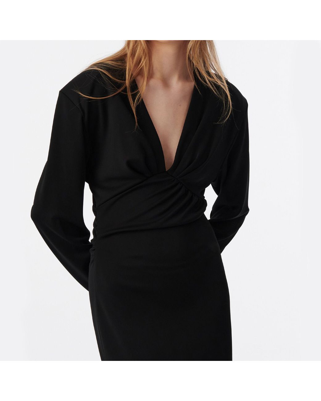 ROBE COURTE DRAPÉE À DÉCOLLETÉ PLONGEANT IRO en coloris Black