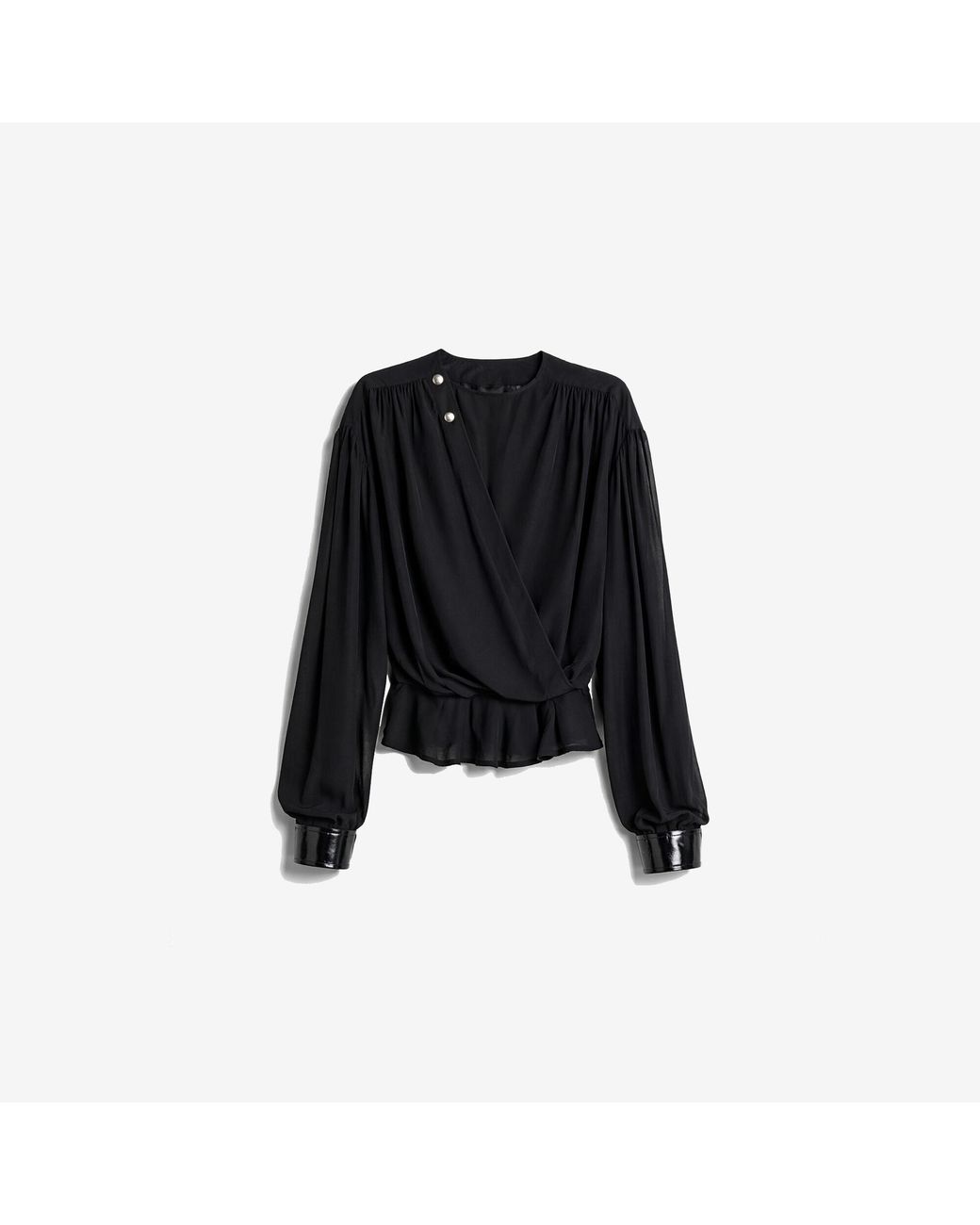 TOP DRAPÉ MANCHES LONGUES IRO en coloris Black