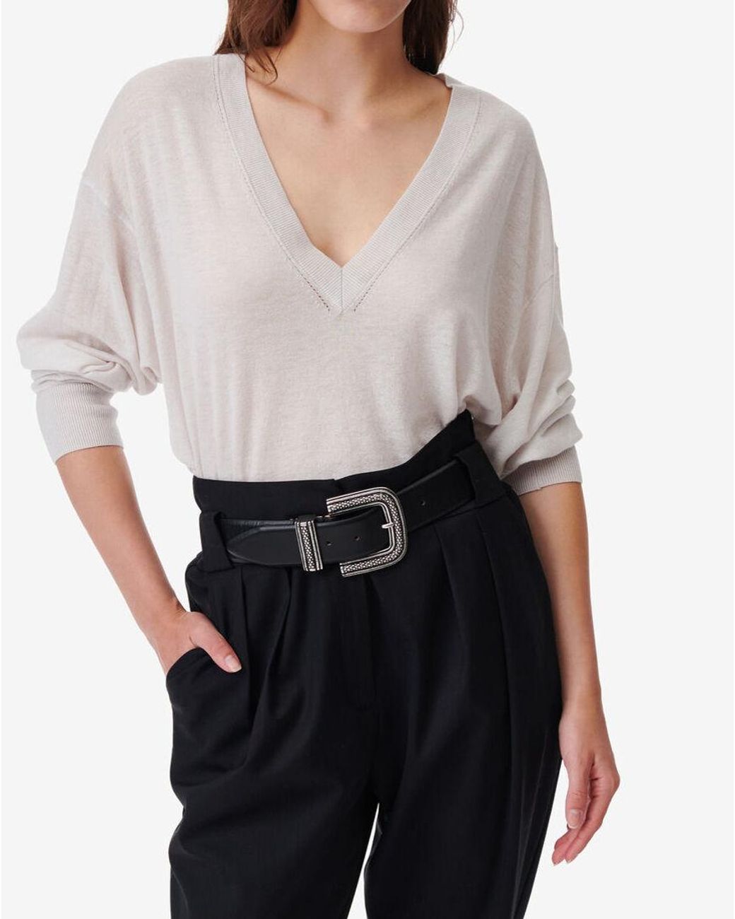 PULL OVERSIZE COL V IRO en coloris White